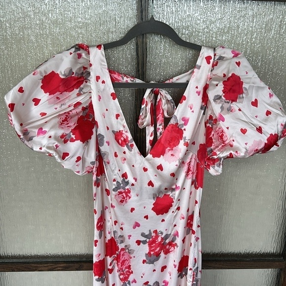 LPA Maryann Maxi Dress in Red & Pink Floral size small New - Picture 8 of 15